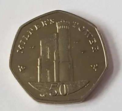 2014 CIRCULATED 50p MILNERS TOWER Isle Of Man Fifty Pence Coin  Elizabeth II • £2.98