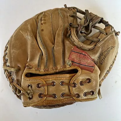 Rawlings Baseball Mitt Catchers 1950s #241  Vintage  Del Rice  Deep Well Pro Mdl • $29.87