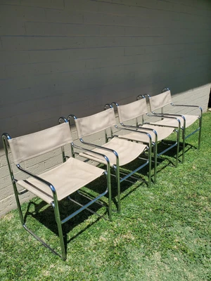 $2499 • Buy COSCO Mid Century VINTAGE TUBULAR CHROME SLING DINING CHAIRS/set Of 4-authentic
