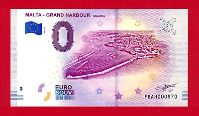 RARE €0 Zero Euro MALTA - GRAND HARBOUR UNC Souvenir Note (Pick: FEAH/2019-1) • £9.38