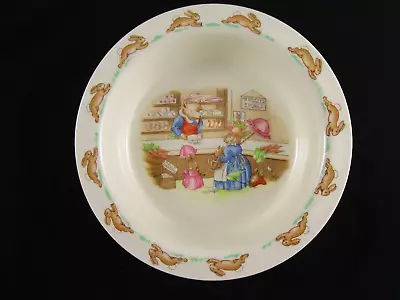 Royal Doulton Bunnykins Baby Bowl Shopping At Mr. Piggly's Store 1936 England • $12