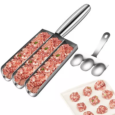 Kitchen Triple Meatball Maker Meat Baller Maker Mold Stainless Steel • $15.19