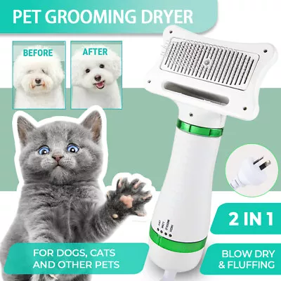 Pet Hair Dryer 2 In 1 Comb Brush Dog Cat Grooming Heater Temperature Adjustable  • $21