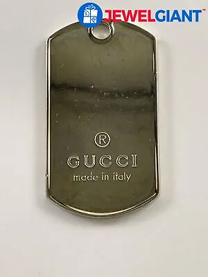 $12 • Buy Gucci Sterling Silver Dog Tag Pendant 49mm X 26mm Made In Italy 19.8 G #eh598