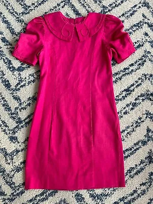Vintage Funtasia! Pre Teen Pink Linen Blend Dress Peter Pan Collar 1990s Size 6 • $17.95