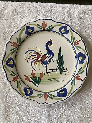 Bruce Stebner Quimper Style Stoneware Pottery Rooster Plate Platter 1996 • $59.99