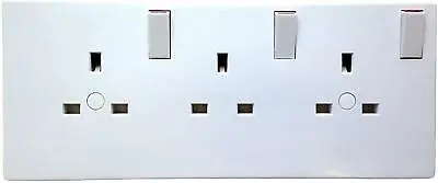 £18.99 • Buy Double To Triple Socket Converter - 2 To 3 Gang Electric Wall Plate Adaptor