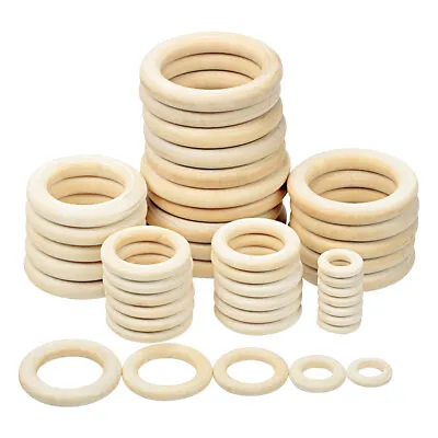 £2.22 • Buy Wood Circle 15mm-100mm Unfinished Wooden Rings DIY Teething Ring Baby Teethers
