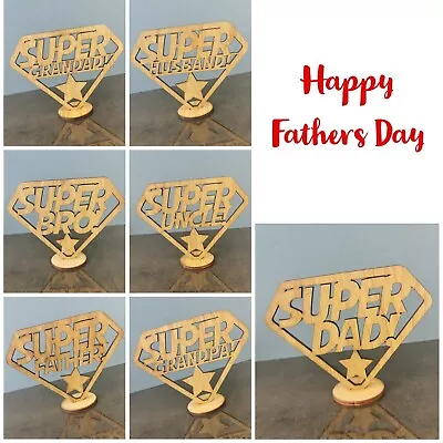 Happy Fathers Day Gift Best Dad Daddy Wooden Plaque Oak Love Birthday Gran • £2.79