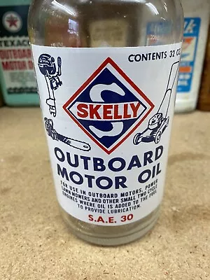 1950’s - Skelly Outboard Motor Oil Bottle - Kansas City Missouri - 1 Quart Can • $39.99