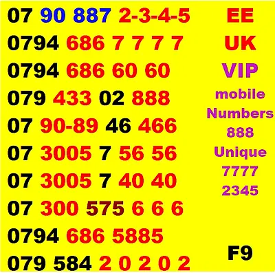 £19.99 • Buy ⭐ New Ee Uk Mobile Gold Easy Vip Business Nice Number Pay&go Phone Sim Card 888