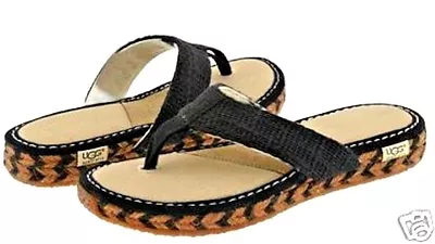 NIB Authentic UGG Australia Black Playa Flip Flop Style Sandals Shoes 5 6 7 • $64.95