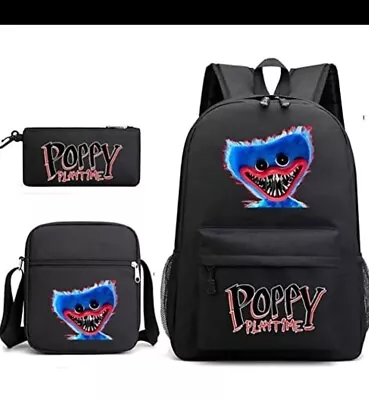 3Pcs Poppy Playtime Huggy Wuggy Backpack Rucksack School Bags Pencil Case NEW • £19.99