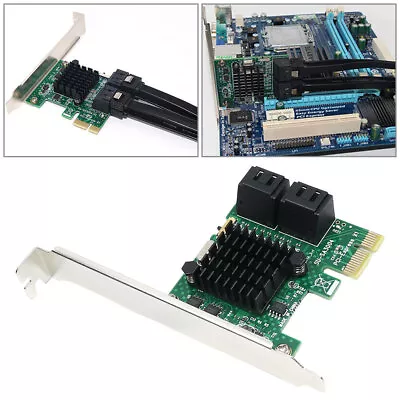 PCI Express SATA 3.0 4 Port Extender PCIE X1/X4/X8/X16 6Gbps Converter Card HOT • £17.23