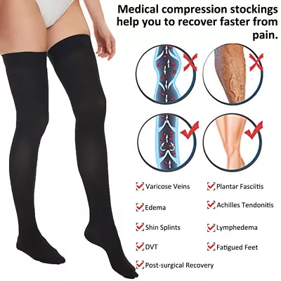 Anti Embolism Compression Stockings Unisex Thigh High Ted Hose Socks 15-20 MmHg • $20.67