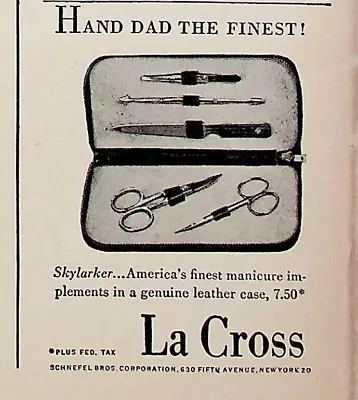 1948 La Cross Skylarker Men's Manicure Set Leather Case Vintage 1940s Print Ad • $7.99