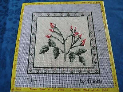 Rose Buds Completed Petit Point Handpainted Canvas By Mindy 7x7 • $35