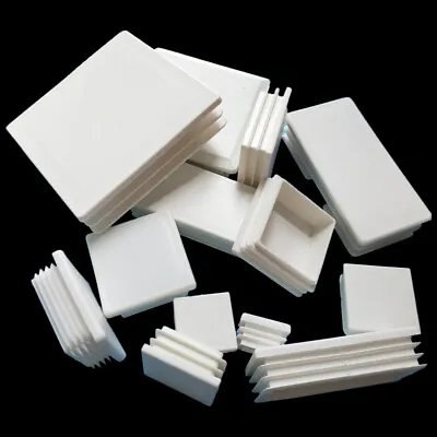 White Plastic Rectangle Blanking End Caps Cap Tube Pipe Inserts Plug Bung Steel • $1.62