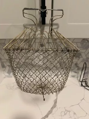 Vintage Wire Egg/Fruit Basket Collapsible Metal Mesh Chainmail 11   • $45