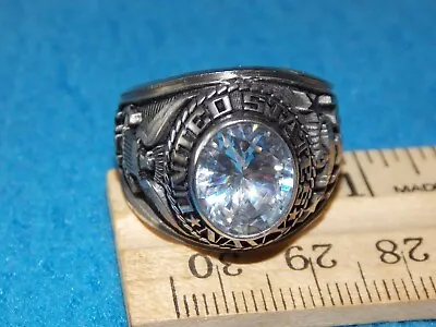 VINTAGE - U.S. NAVY MEN'S CLEAR Stone Ring Size 11 - NOS - ALPHA BRAND • $49.95