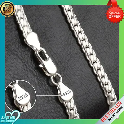 Vintage Thick Box Chain Necklace Solid 925 STERLING SILVER Jewelry Women Fashion • $8.99