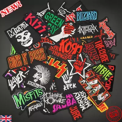 Random Lot Of 50 Rock Band Patches Iron On Music Punk Roll Heavy Metal Sew • £25.16