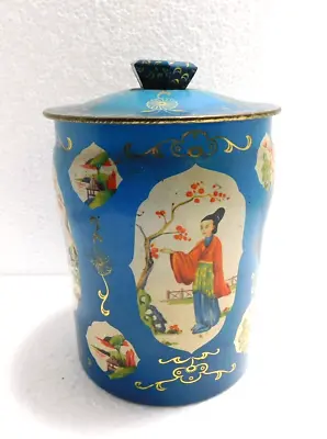 Vintage Blue George Horner Tin W Lid Japanese Theme Tin  • $22.71