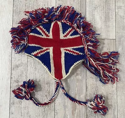 UK Union Jack Mohawk Wool Hat Fleece Lined British Invasion • $9.99