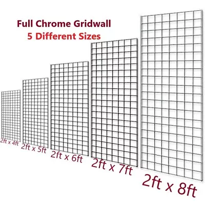 New Chrome Heavy Duty Grid Wall Mesh Display Panel Retail Shop Display In 5 Size • £37.40