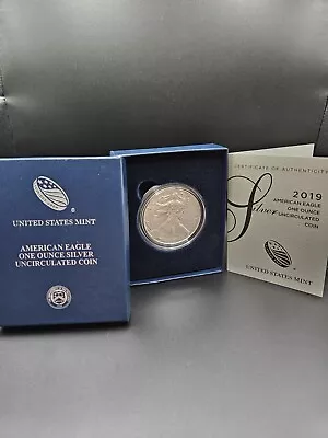 2019 W Burnished Silver Eagle In Box COA OGP • $37