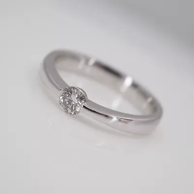 EXCLUSIVE BRILLIANT RING ENGAGEMENT IN 750/-WHITE GOLD BRILLIANT 0.25ct G/SI RW:57 • £563.69