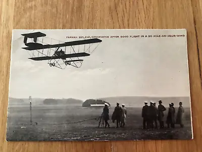 £9.99 • Buy Glossy Photo Type Postcard  Farman Biplane -descending After A Good Flight