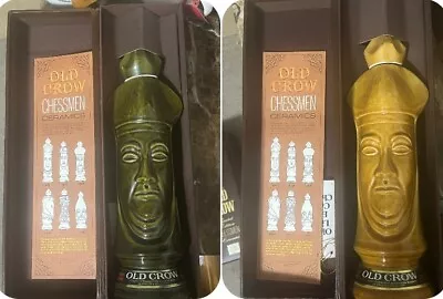 Vintage Old Crow Whiskey Chessmen Light & Dark BISCHOP Decanter Bottle 1960s Box • $39.99