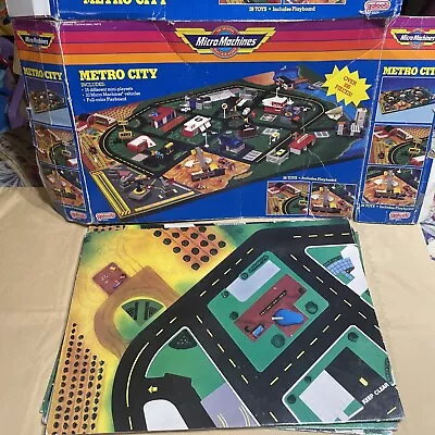 Vintage Galoob Micro Machines Metro City Box & Cardboard Mat Pieces Rare • $42.49