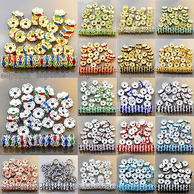 100Pcs Czech Crystal Rhinestone Wavy Rondelle Spacer Beads 4-10mm Gold & Silver • $5.91