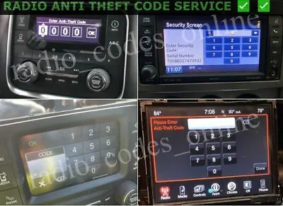 Anti Theft Uconnect Code Jeep Mopar Fiat Chrysler Dodge RAM Harman Radio Service • $19.99