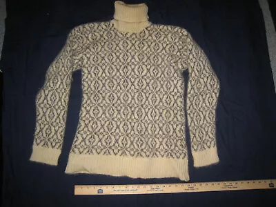 Vintage  Icelandic Sweater Hand Knit Medium Men  Turtleneck Wool Heavy • $120