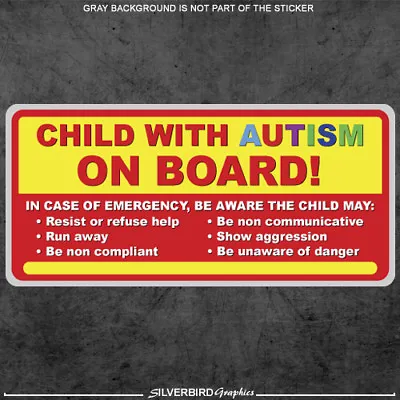 Child With Autism On Board Sticker Decal Autistic Awareness Vehicle Bumper Car  • $3.96