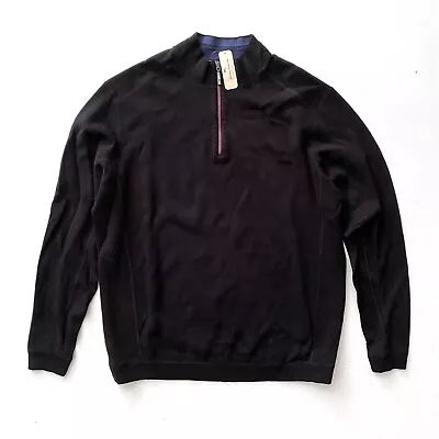 Tommy Bahama Sweater Flip Side Pro Half Zip Reversible Black Blue XLT • $49.99