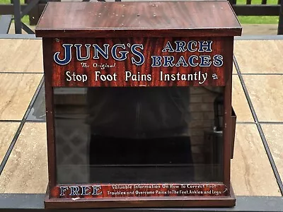 Vintage Antique Jung's Feet Arch Braces Store Display Advertising Cabinet • $250