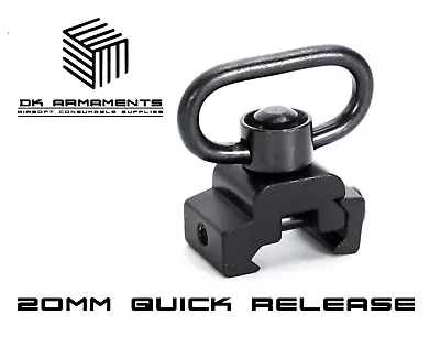 Tactical QD Push Button Rifle Sling Mount Swivel Ring Link 20mm RIS RAS Rail L • £7.95