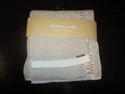 Michael Kors Scarf & Hat Cream W/ Gold Shimmer Logo 2 Piece Gift Set NEW $98 • $39.99