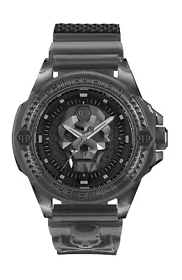 Philipp Plein Mens  Transparent Grey 45mm Strap Fashion Watch • $400