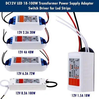 DC12V Led 18-100W Transformer Power Adaptor Driver For Led Strips MR 16 CCTV A • $12.08