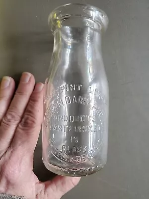 RARE Modern Dairy PRO. CO. Embossed HALF PINT Milk Bottle - RHINELANDER WIS. • $35