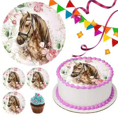 Horse Pony Cake Topper Party Decoration Edible Birthday Gift Celebration Riding • £10.99