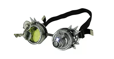 Retro LED Light Up Steampunk Goggles With Yellowith Smoke Lens And Ocular Loupes • $24.99