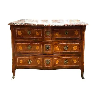 Antique Louis XV Style Furniture Chest Of Drawers Commode Inlaid Marble Top • $1599