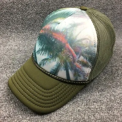 $19.97 • Buy O'Neill Hat Cap Snap Back Mens Adjustable Green Mesh Palm Tree Surf Trucker