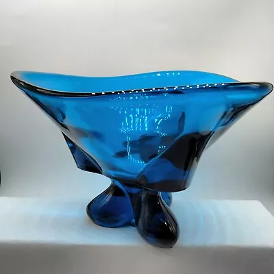 Viking MCM Three Foil Flared Bowl Epic Line Art Glass 1956-58 HTF Bluenique 1209 • $24